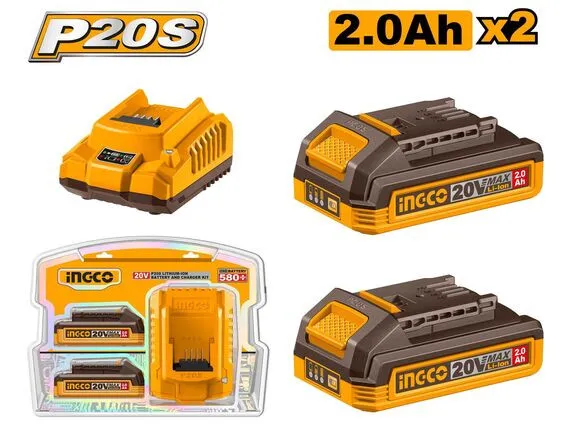 Аккумулятор + ЗУ "20V MAX" INGCO INDUSTRIAL 2АКБ*4Ач + 3У блистер