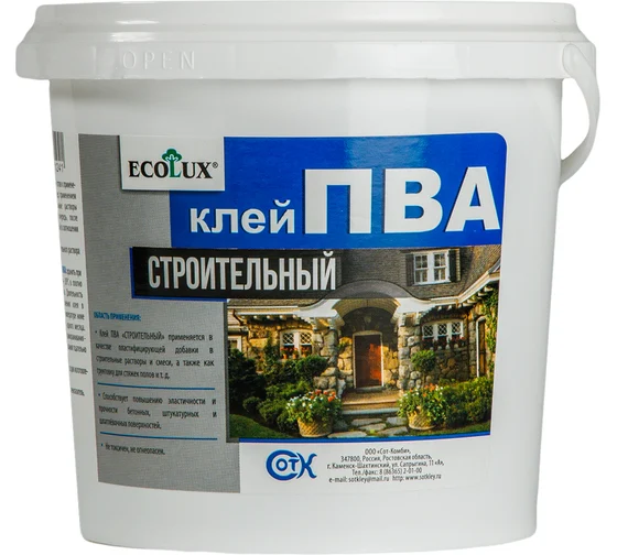 Клей ECOLUX ПВА строительный 5кг