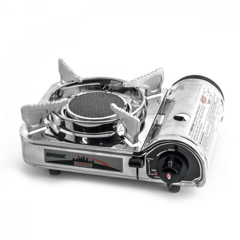 Плита настольная газовая СЛЕДОПЫТ "SPARK" керамика с переходником (256*215*102мм)