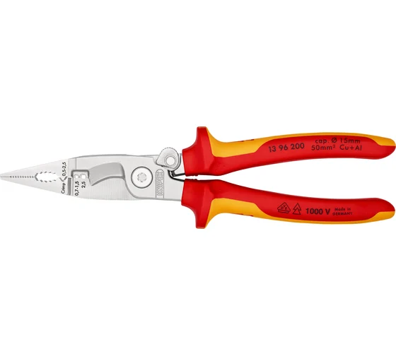 Клещи электромонтажные KNIPEX VDE, 6-в-1 зачистка 0.75–1.5/2.5мм², рез Ø15мм/50мм², 200мм