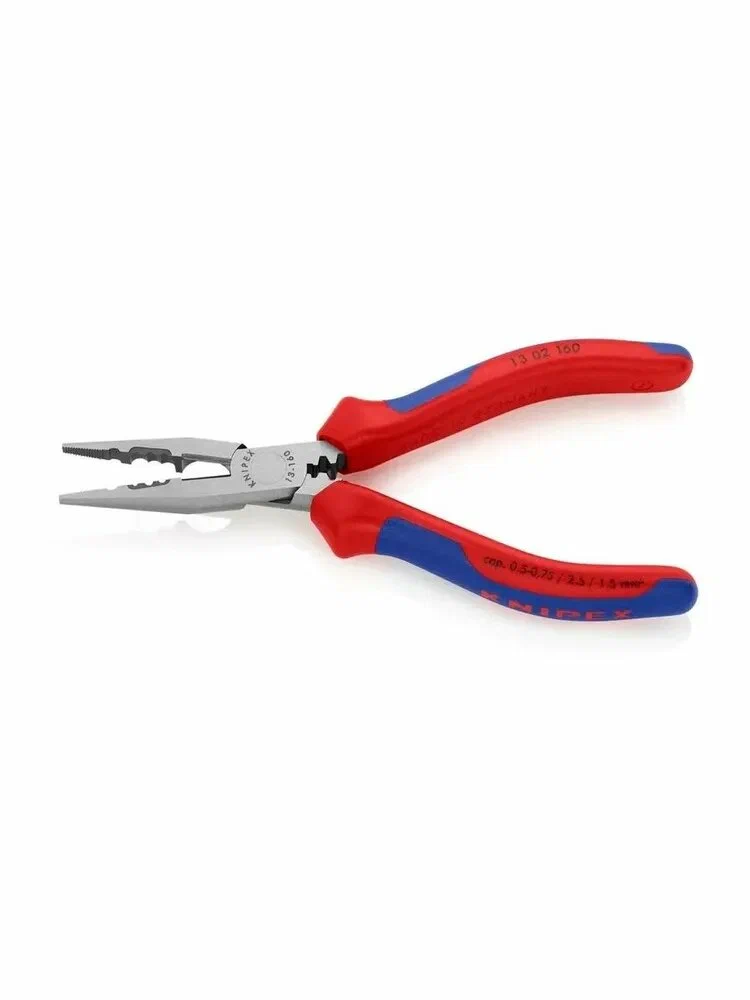 Плоскогубцы электрика KNIPEX для монтажа проводов, 160 мм, фосфатированные, 2K ручки