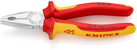 Плоскогубцы комбинированные KNIPEX VDE 180 мм, хром, 2K диэлектрические ручки