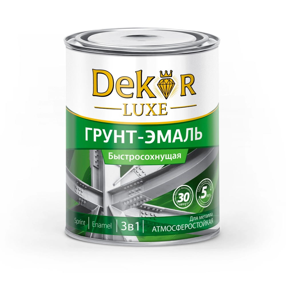 Грунт-эмаль 3 в 1 алкидная "DEKOR" зеленая 0,9 кг
