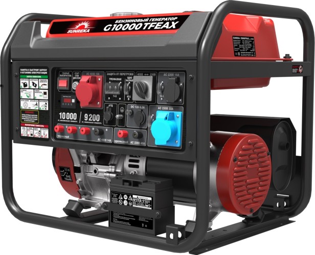 Бензиновый генератор SUNREKA G10000TFEAX (10 кВт, один. мощ. на 1 и 3ф, электростартер)