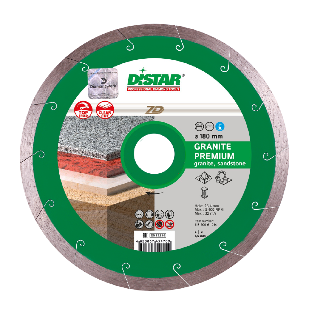 Круг алмазный 1A1R 180*1.5мм*8.5*25,4 Granite Premium